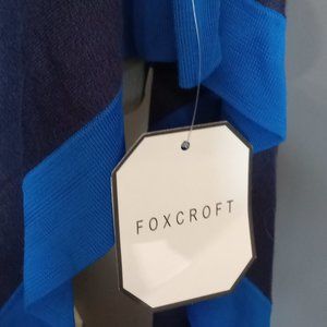 Foxcroft tricolour Colorblock Ruanna wrap multi blue stripe cotton fall NWT sz M
